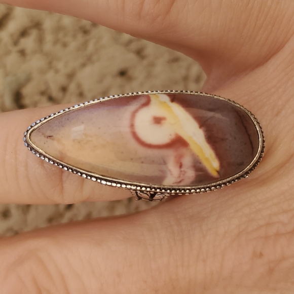 New Oversized Mookaite Jasper 925 Silver Statement Ring. - Picture 10 of 16